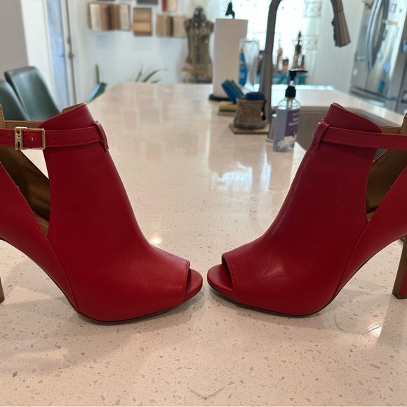 Michael Kors Red Peep-Toe Ankle Boots - Picture 3 of 3